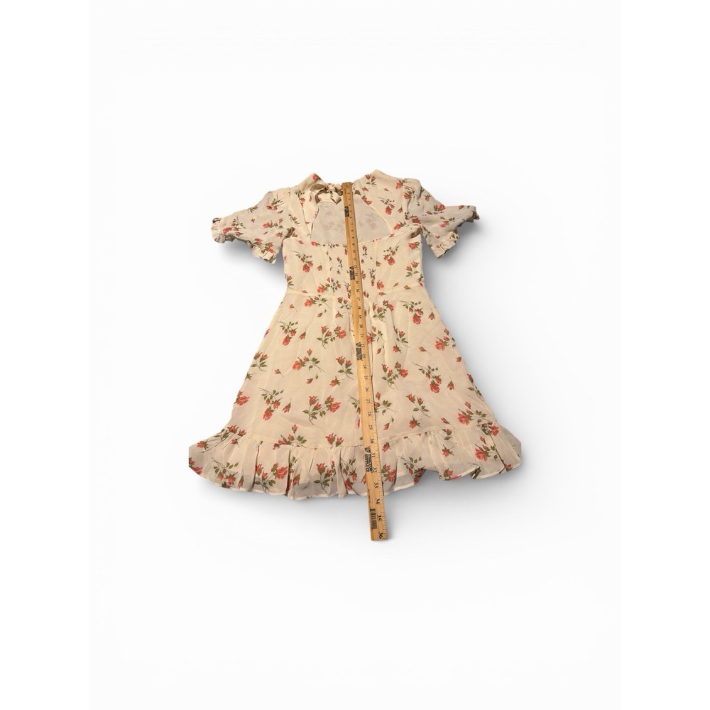 Reformation Sz 6 Pink Floral White Alaina Ruffle Mini‎ Dress cottagecore wedding - Picture 9 of 11